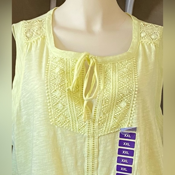 NWT Rafaella Yellow Tank Top Lace Trim Sleeveless MSRP $59 Women’s Size XXL - Picture 2 of 11